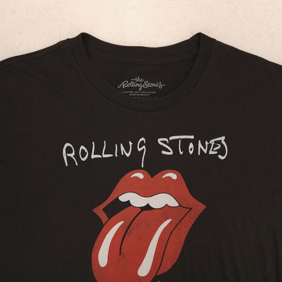 The Rolling Stones 1975 US Tour Band Crew Neck T Shirt Mens Size XL Black - Picture 1 of 9